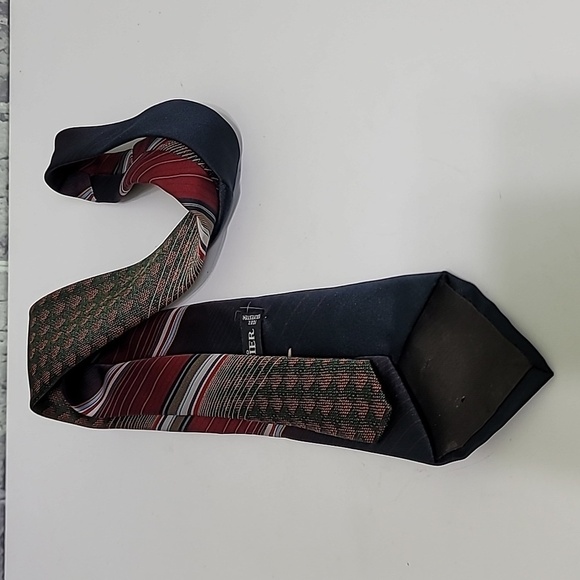 Vintage Men's Cartier Tie Blue Gold White Multicolor Diagonal Stripes 57" Long - Picture 3 of 5